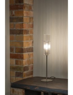 Markslöjd Tubo – Lampe de table nickel satiné H. 50 cm, verre ondulé transparent, design raffiné 2