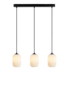 Markslöjd Cava – Suspension 3 lumières noire L. 72 cm, design moderne avec verre opale strié