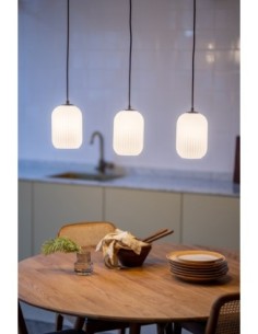 Markslöjd Cava – Suspension 3 lumières noire L. 72 cm, design moderne avec verre opale strié 2