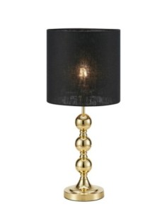 Markslöjd Octo – Lampe de table laiton H. 57 cm, abat-jour en lin noir, design élégant et doux