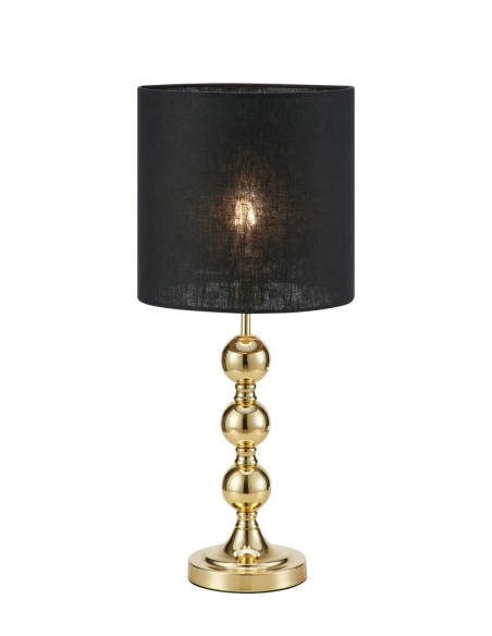 Markslöjd Octo – Lampe de table laiton H. 57 cm, abat-jour en lin noir, design élégant et doux