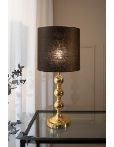 Markslöjd Octo – Lampe de table laiton H. 57 cm, abat-jour en lin noir, design élégant et doux 2