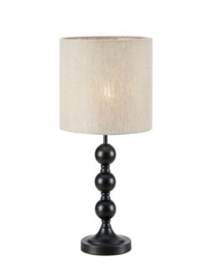 Markslöjd Octo – Lampe de table noire H. 57 cm, abat-jour en lin beige, élégance et douceur au design unique