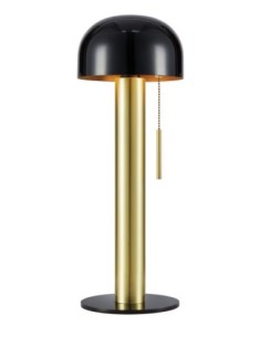 Markslöjd Costa – Lampe de table noire et laiton H. 46 cm avec interrupteur à tirette rétro