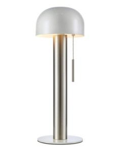 Markslöjd Costa – Lampe de table nickel satiné et blanc H. 46 cm avec interrupteur à tirette rétro