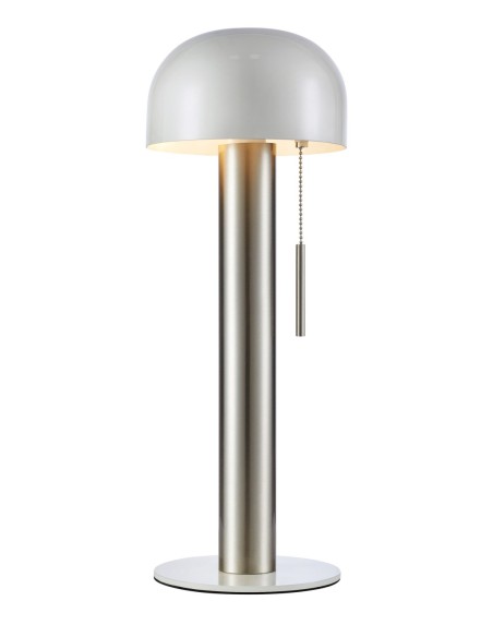 Markslöjd Costa – Lampe de table nickel satiné et blanc H. 46 cm avec interrupteur à tirette rétro