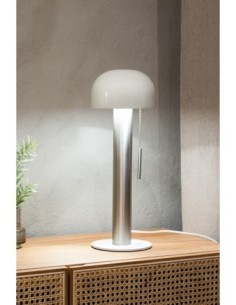 Markslöjd Costa – Lampe de table nickel satiné et blanc H. 46 cm avec interrupteur à tirette rétro 2