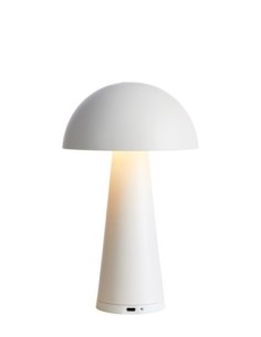 Markslöjd Fungi– Lampe de table rechargeable blanc mat en métal, forme champignon, IP44