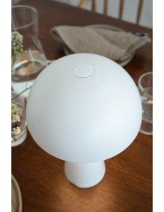 Markslöjd Fungi– Lampe de table rechargeable blanc mat en métal, forme champignon, IP44 2