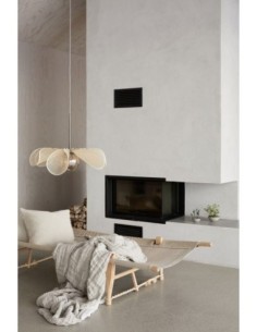 Markslöjd Styrka – Suspension florale Ø63 cm en fibre de bananier beige et verre ambré, E27 2