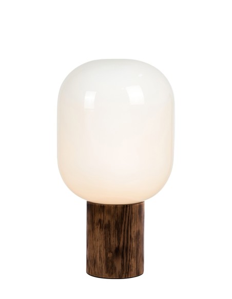 Markslöjd Skene – Lampe de table en bois brûlé et verre opale blanc, édition limitée