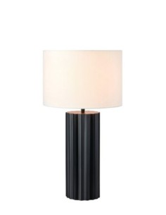 Markslöjd Hashira – Lampe de table en métal noir avec abat-jour en tissu blanc cassé