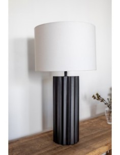 Markslöjd Hashira – Lampe de table en métal noir avec abat-jour en tissu blanc cassé 2