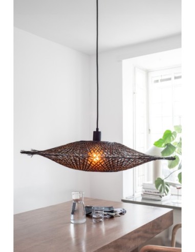 Suspension en bambou tressé Ø75 cm, 1xE27, 40W max, Noir mat – Markslöjd – Kumo