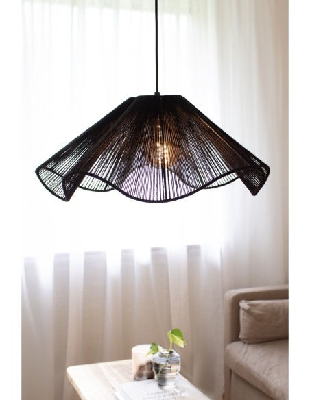 Markslöjd Nami – Luminaire suspendu 1xE27 en jute noir avec câble textile, ambiance chaleureuse