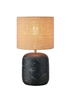 Markslöjd Montagna – Lampe de table E27 40W, noir et naturel, 45 cm avec câble textile noir 2 m