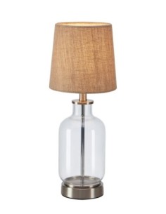 Markslöjd Costero – Lampe de table élégante en verre transparent et abat-jour jute naturel