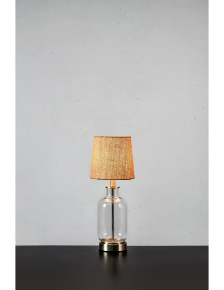 Markslöjd Costero – Éclairage décoratif avec pied en verre transparent et abat-jour en jute naturel