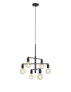 Markslöjd Cielo – Suspension 6xE27 noire poudrée, design industriel et moderne