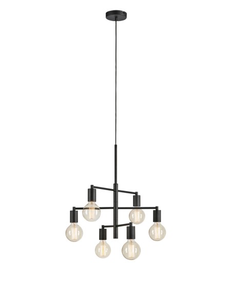 Markslöjd Cielo – Suspension 6xE27 noire poudrée, design industriel et moderne