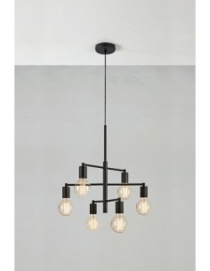 Markslöjd Cielo – Suspension 6xE27 noire poudrée, design industriel et moderne 2