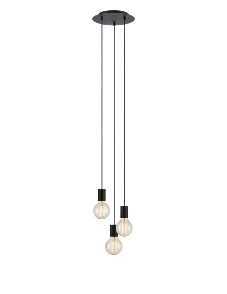 Markslöjd Cielo – Suspension 3xE27 noire, design industriel épuré avec câbles réglables