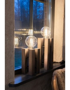 Markslöjd Lodge – Lampe de table en bois teinté marron, design Joakim Thedin, hauteur 28 cm 2