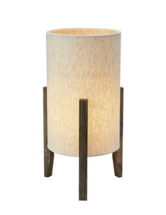 Markslöjd Eruca – Lampe de table 39 cm avec abat-jour lin beige et pied bois teinté noyer