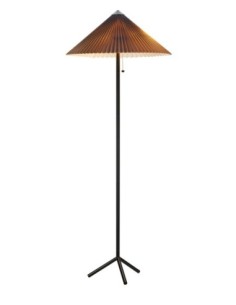 Markslöjd Plisado – Lampadaire 140 cm avec abat-jour plissé gris et trépied métal noir