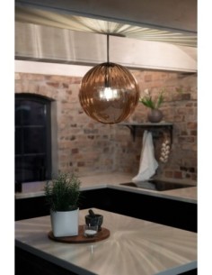 Markslöjd Fengari – Suspension Ø35 cm en verre ambré, design scandinave épuré 2