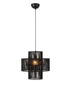 Markslöjd Soga – Suspension Ø40 cm en jute noir à deux couches, design naturel et moderne