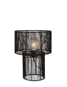 Markslöjd Soga – Lampe de table en jute noir Ø30 cm, design rustique fait main