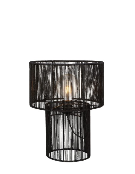 Markslöjd Soga – Lampe de table en jute noir Ø30 cm, design rustique fait main