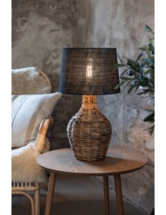 Markslöjd Paglia – Lampe de table rotin tressé & abat-jour jute noir, Ø32 cm, H58 cm 2