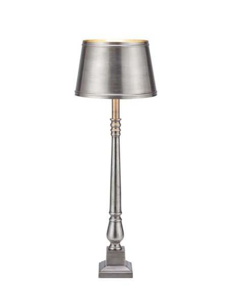 Markslöjd Metallo – Lampe de table en métal finition argent antique, H66 cm, Ø23 cm, style classique
