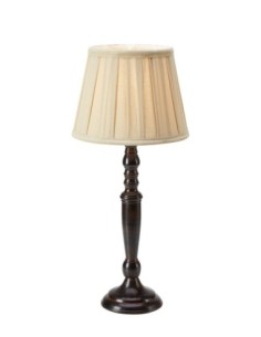 Markslöjd Chocolat – Lampe de table rustique avec abat-jour textile plissé beige, H46 cm, Ø20 cm