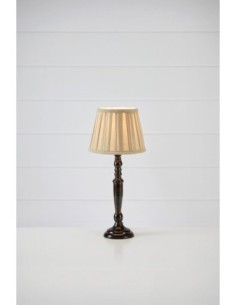 Markslöjd Chocolat – Lampe de table rustique avec abat-jour textile plissé beige, H46 cm, Ø20 cm 2