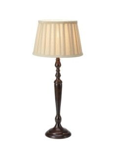 Markslöjd Chocolat – Lampe de table classique avec pied en métal marron profond et abat-jour en textile plissé, H60 cm, Ø25 cm