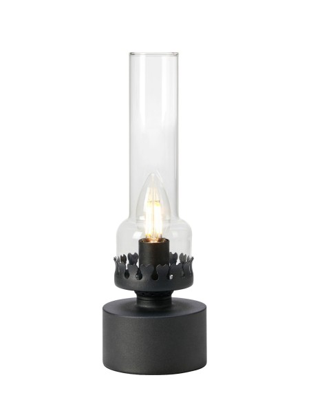 Markslöjd Kandella – Lampe de table ambiance métal noir mat et verre, Ø10,5 cm, H31 cm