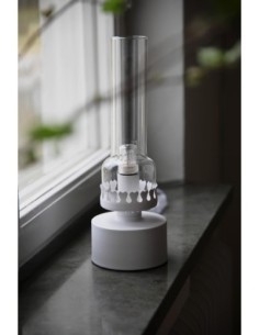 Markslöjd Kandella – Lampe de table ambiance métal blanc mat et verre, Ø10,5 cm, H31 cm 2