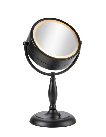 Markslöjd Face – Lampe de table avec miroir de courtoisie, métal noir mat, H36 cm