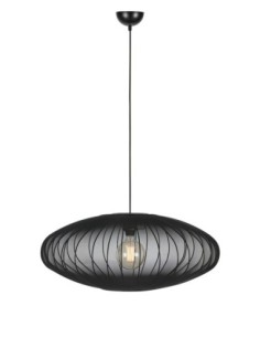 Markslöjd Florence – Grande suspension ovale en tissu noir, Ø75 cm, H31 cm