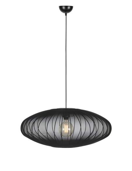 Markslöjd Florence – Grande suspension ovale en tissu noir, Ø75 cm, H31 cm