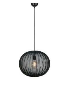 Markslöjd Florence – Suspension ronde élégante en tissu noir, Ø50 cm, H40 cm