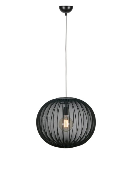 Markslöjd Florence – Suspension ronde élégante en tissu noir, Ø50 cm, H40 cm