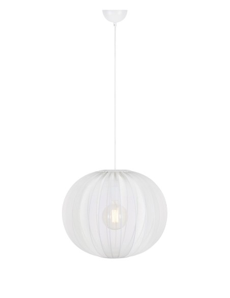 Markslöjd Florence – Suspension ronde élégante en tissu blanc, Ø50 cm, H40 cm