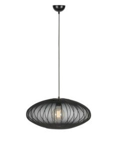 Markslöjd Florence – Suspension ovale élégante en tissu noir, Ø60 cm, H26 cm