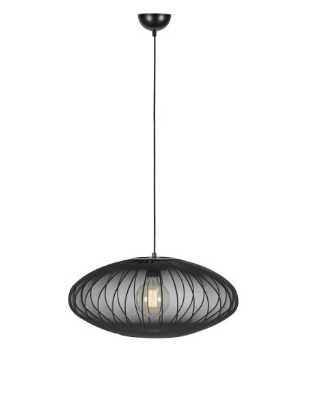 Markslöjd Florence – Suspension ovale élégante en tissu noir, Ø60 cm, H26 cm