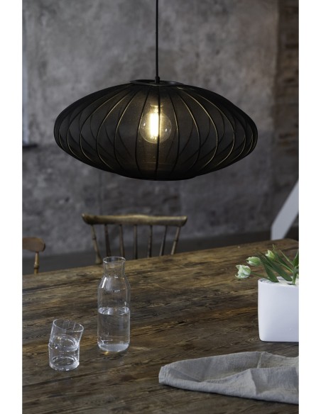 Markslöjd Florence – Suspension design avec abat-jour en tissu noir pour une lumière douce et tamisée