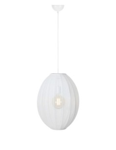 Markslöjd Florence – Suspension ovale élégante en tissu blanc, Ø40 cm, H50 cm